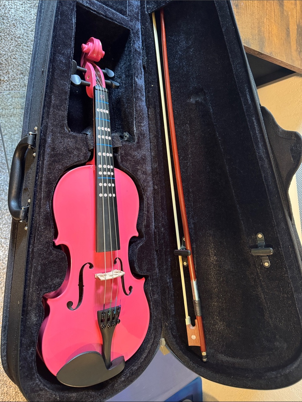 Bright Pink Student Violin with Case and Bow (1/2)